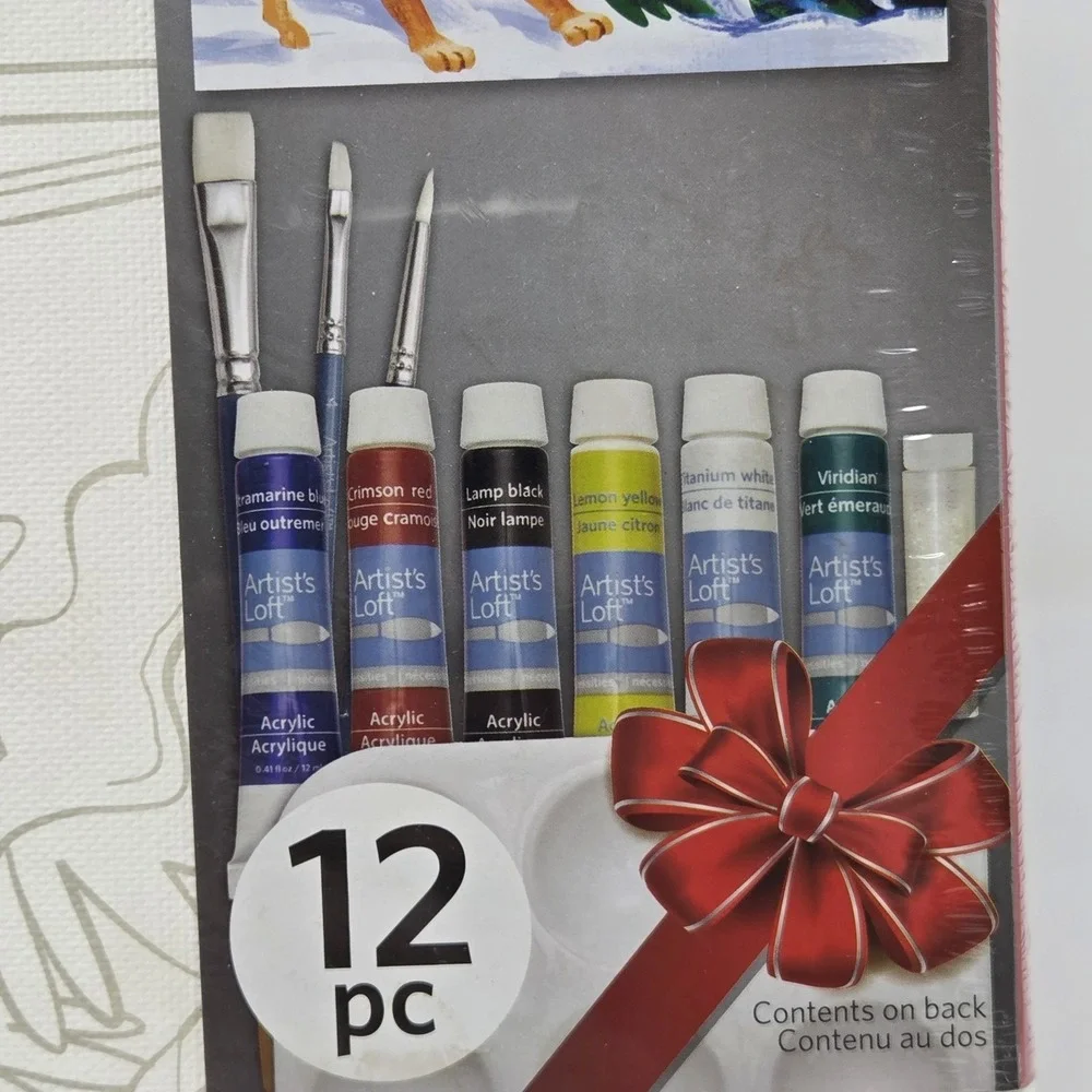 Artist Loft Canvas Painting Kit 12 Pc Puppy Christmas Tree Truck‎ 11